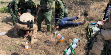 Se lesiona migrante mexicana tras caer del muro fronterizo.