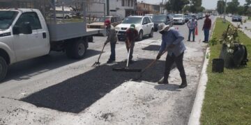 Intensifica Gobierno de Matamoros rehabilitación de pavimentos afectados 