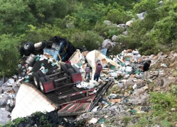 Vuelca tráiler cargado de aguacate en carretera Victoria-San Luis Potosí