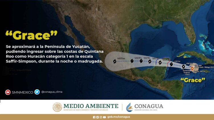 Tormenta Tropical Grace avanza hacia Península de Yucatán