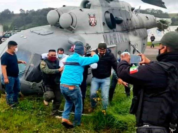 Desplome de helicóptero de la Semar en Hidalgo deja 4 heridos