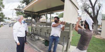 Supervisa Sanmiguel rehabilitación de Plaza Hidalgo de Nuevo Laredo
