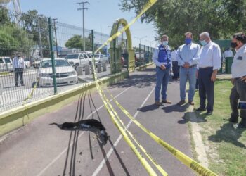 Ordena alcalde de Nuevo Laredo reparar  socavón de parque ‘Narciso Mendoza’