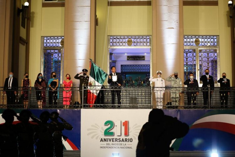 Preside Francisco García Fiestas Patrias sin público en Cd. Victoria, Tamaulipas