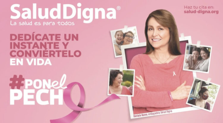 Daniela Romo busca iniciativa de Salud Digna para fomentar la detección oportuna del cáncer de mama en México