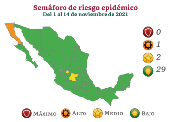 COVID: Del 1 al 14 de noviembre, en que color estará cada entidad del País.