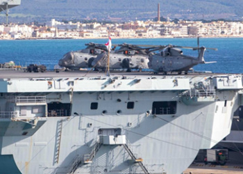 Vista de palma desde el portaviones Queen Elizabeth