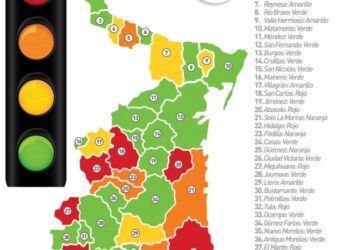 Sris municipios de Tamaulipas se encuentran en semáforo epidemiológico rojo.