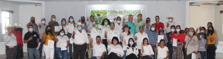 Rinden protesta comités municipales del PVEM en Burgos, Méndez y Cruillas.