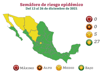 Navidad en semáforo verde en Tamaulipas y otros 26 estados.