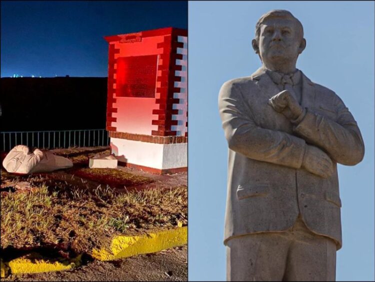 Derriban estatua de López Obrador en Atlacomulco, Estado de México