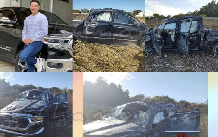 Reportan fuerte accidente automovilístico de Eduin Caz líder de Grupo Firme