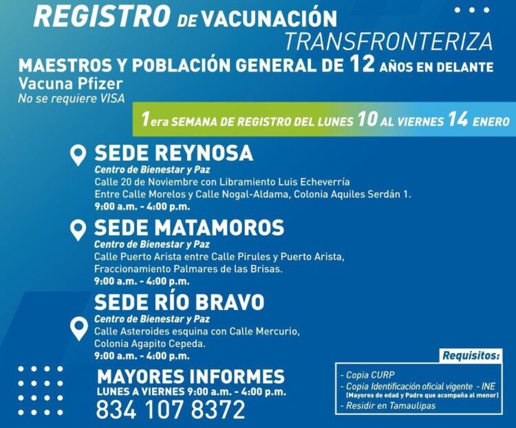 Maestros y personas de 12 años en adelante recibirán vacuna Anti Covid gestionadas en EU