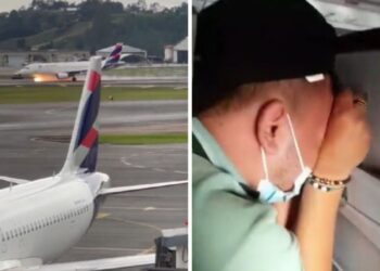 Se incendia avión al realizar aterrizaje de emergencia en Colombia