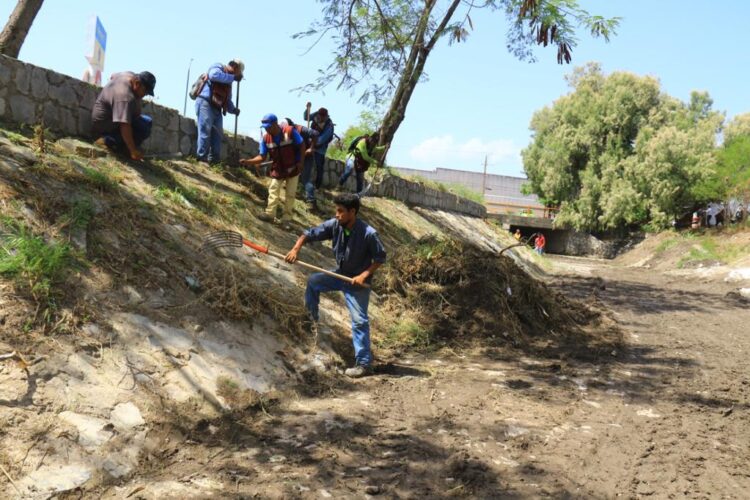 Limpian drenes pluviales trabajadores del Ayuntamiento de Victoria