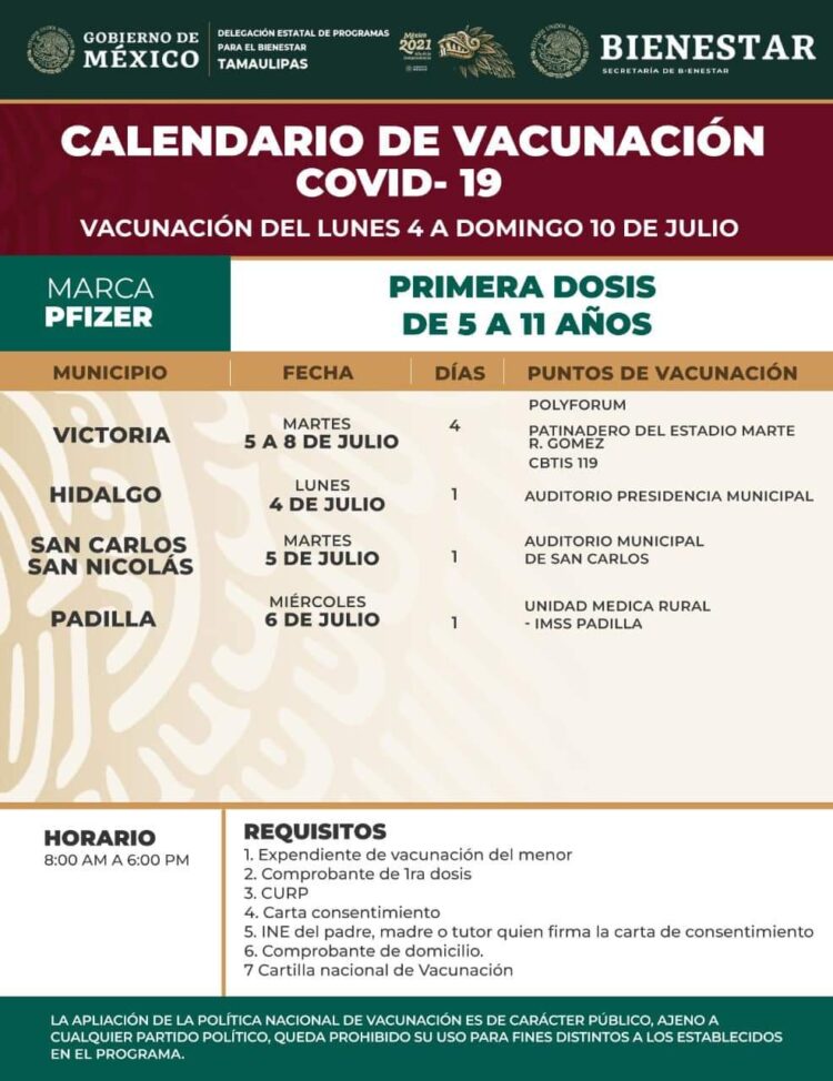 Inicia próxima semana vacunación a niños