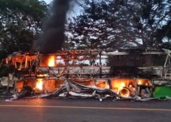 Hombres armados asaltan y queman autobús al norte de Veracruz