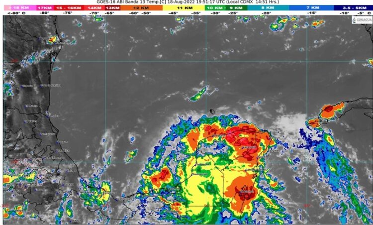 Jueves con lluvias intensas en Campeche, Chiapas, Chihuahua, Durango, Oaxaca, Tabasco, Veracruz, Sinaloa, Sonora y Yucatán