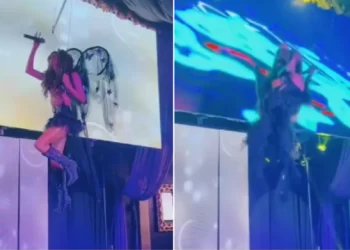 “No me dejes cae…” Imitador de Anahí sufre aparatosa caída