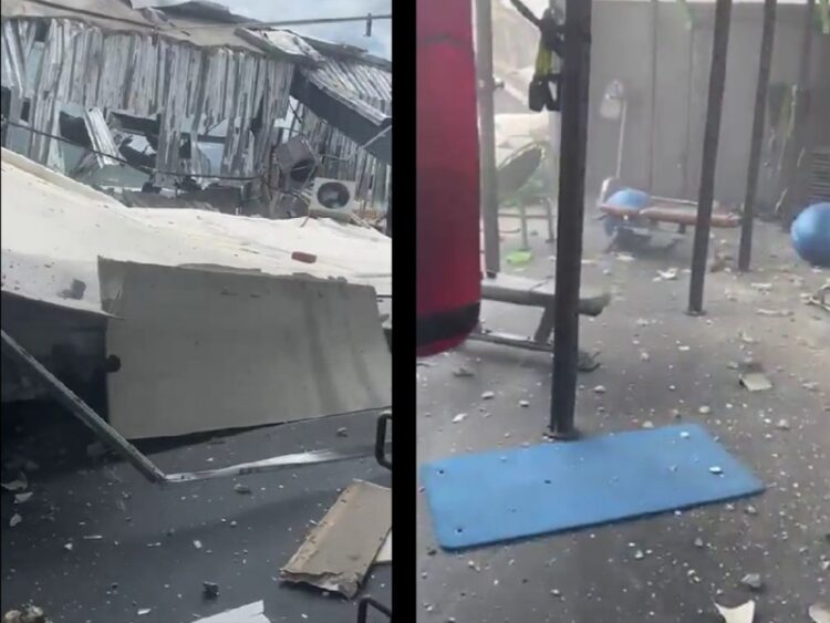 Colapsa techo en gimnasio de plaza comercial en Manzanillo tras sismo