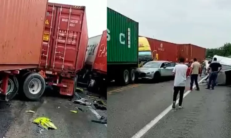 Revelan grabación del trailer que causó mortal carambola en la Autopista Siglo XXI