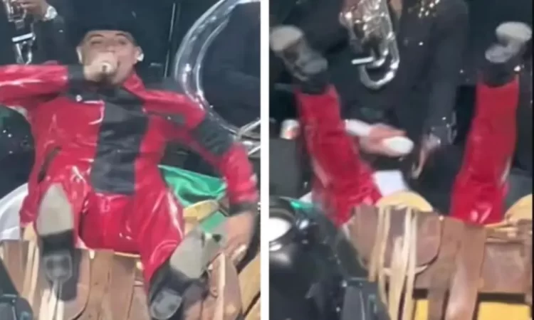 Eduin Caz protagoniza fuerte caída durante concierto de Grupo Firme