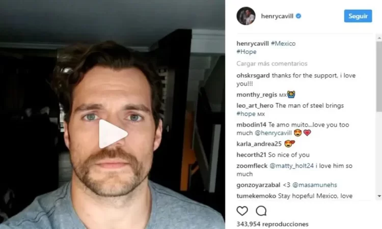 Henry Cavill manda emotivo mensaje para México tras sismo del 19 de septiembre
