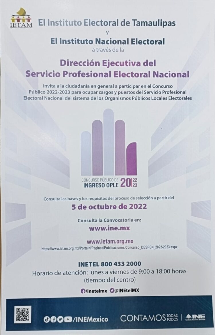 Difunde IETAM Convocatoria de ingreso para ocupar dos plazas vacantes