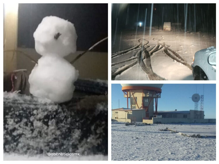 Amanecen en Galeana, Nuevo León hasta con 9 centímetros de nieve