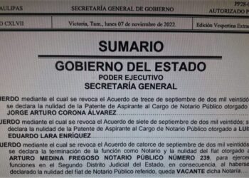 Cancelan otras 3 notarías en Tamaulipas otorgadas con tráfico de influencias y pisoteando la ley