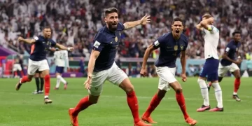 Francia derrota 2-1 a Inglaterra en cuartos de final 