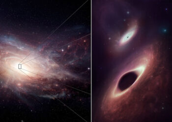 Dos agujeros negros crecen juntos en una cercana fusión galáctica