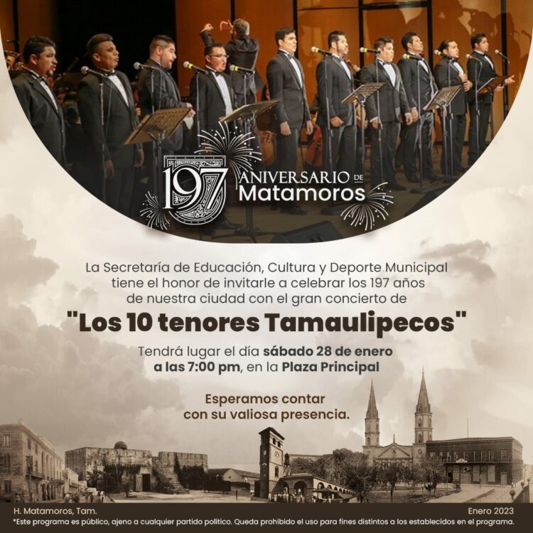 Conmemorarán 197 Aniversario de  Matamoros con ceremonia y Tenores