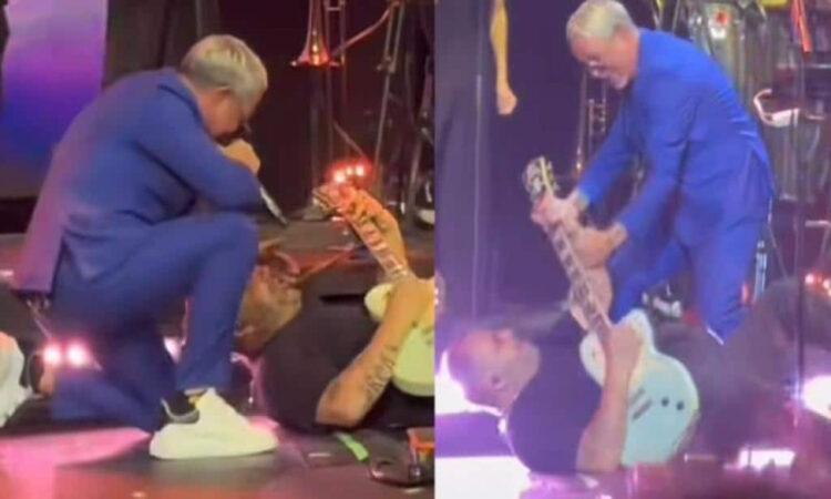 Alejandro Sanz tira a su guitarrista en pleno concierto