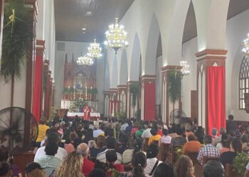 Oficia Monseñor Antonio González misa de domingo de ramos en Basílica de Cd. Victoria