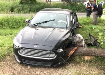 Cafre sale de pavimento y se estrella contra un árbol de libramiento
