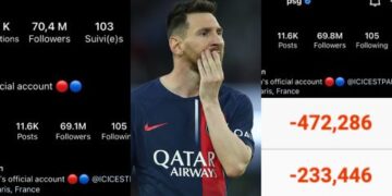 Redes sociales del PSG en caída tras salida de Messi