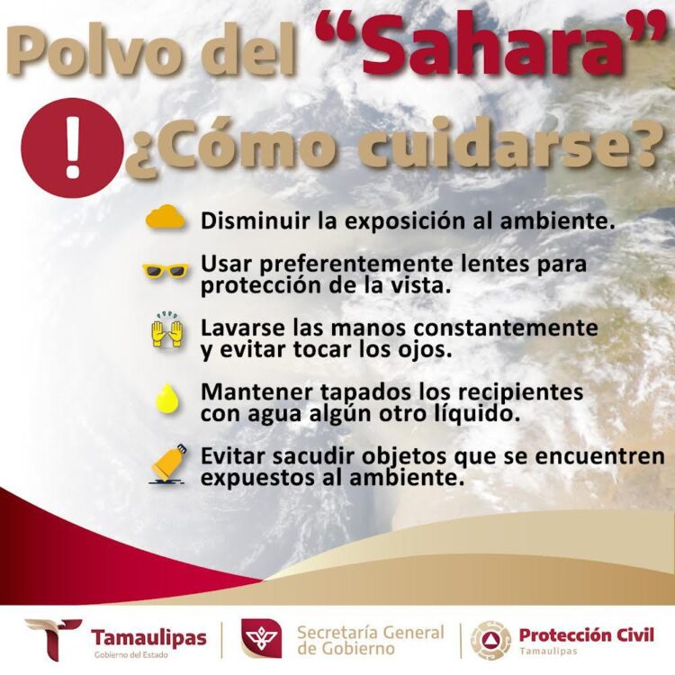 Alerta Protección Civil por llegada de polvo del Sahara a Tamaulipas