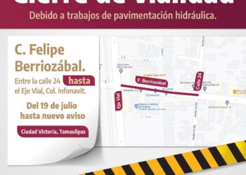 Repavimentarán Avenida Berriozábal de la calle 24 al Eje Vial en Victoria