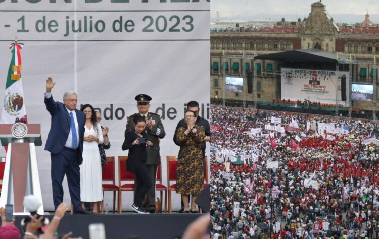 En México no existe un narcoestado como antes, dice AMLO ante miles en zócalo