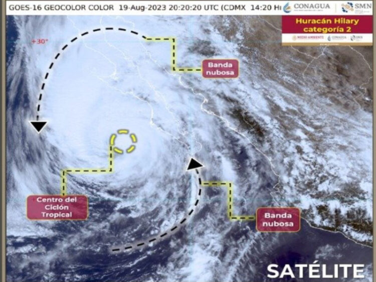 Huracán Hilary  pega a Baja California Sur, reportan primer muerto