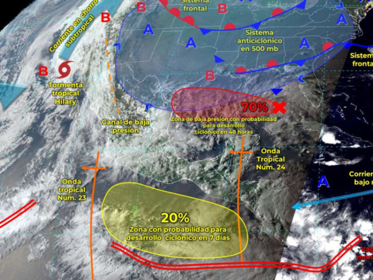 Se prevén lluvias  por baja presión con potencial ciclónico en noreste