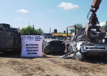 Destruyen en Reynosa 10 vehículos blindados asegurados a la delincuencia