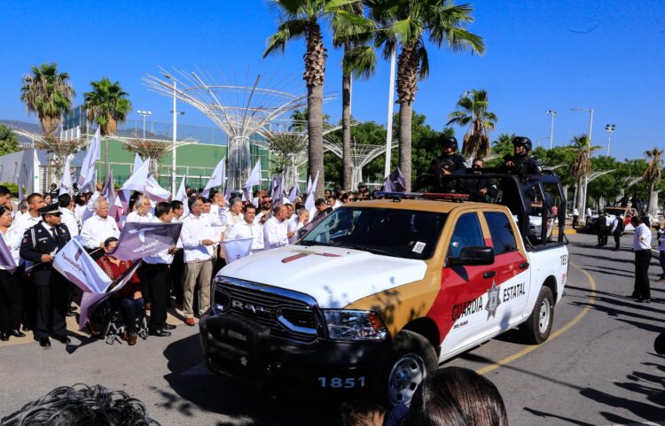 Refuerzan seguridad en frontera de Tamaulipas; Américo Villarreal entrega cien patrullas a Guardia Estatal