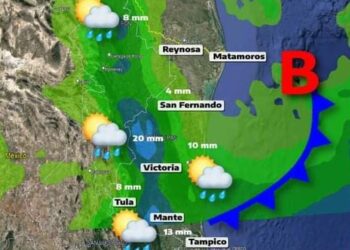 Frente frío número 5 dejará lluvias ligeras en centro y sur de Tamaulipas