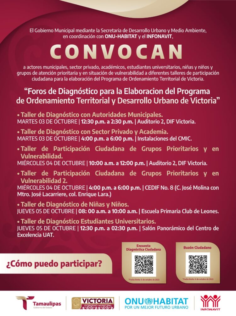 Convoca Gobierno Municipal a Foros Ciudadanos de Diagnóstico en Victoria