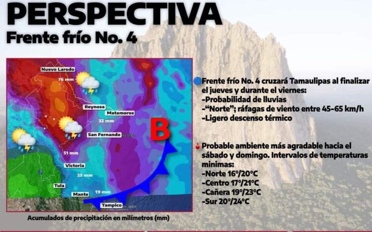 Prevé el SMN lluvias para Tamaulipas los días jueves y viernes
