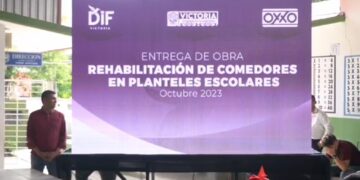 Entregan DIF y Oxxo comedores  dignos a escuelas de Victoria
