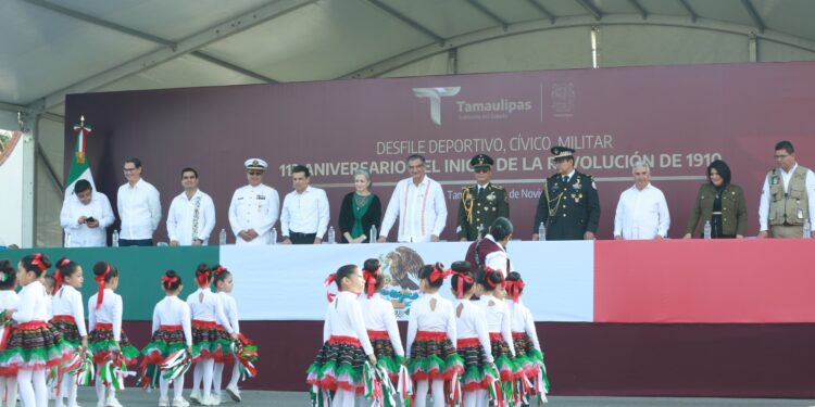 Preside Américo Villarreal desfile del 113 aniversario de la Revolución Mexicana en Tamaulipas