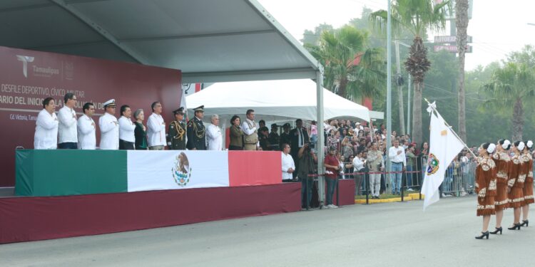 Preside Américo Villarreal desfile del 113 aniversario de la Revolución Mexicana en Tamaulipas